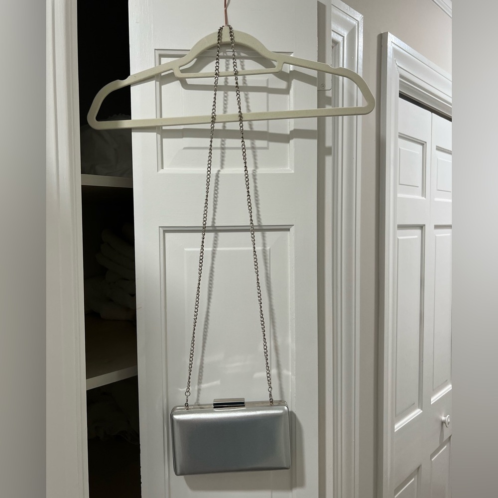 Silver Clutch Cross Body Purse with Chain